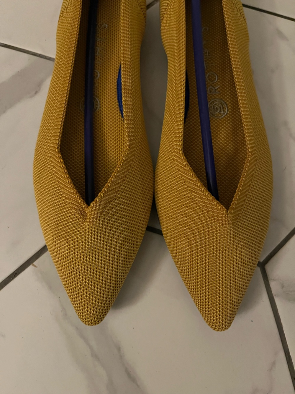 Rothy's Mustard Yellow Knit Pointed-Toe Flats - Picture 2 of 8